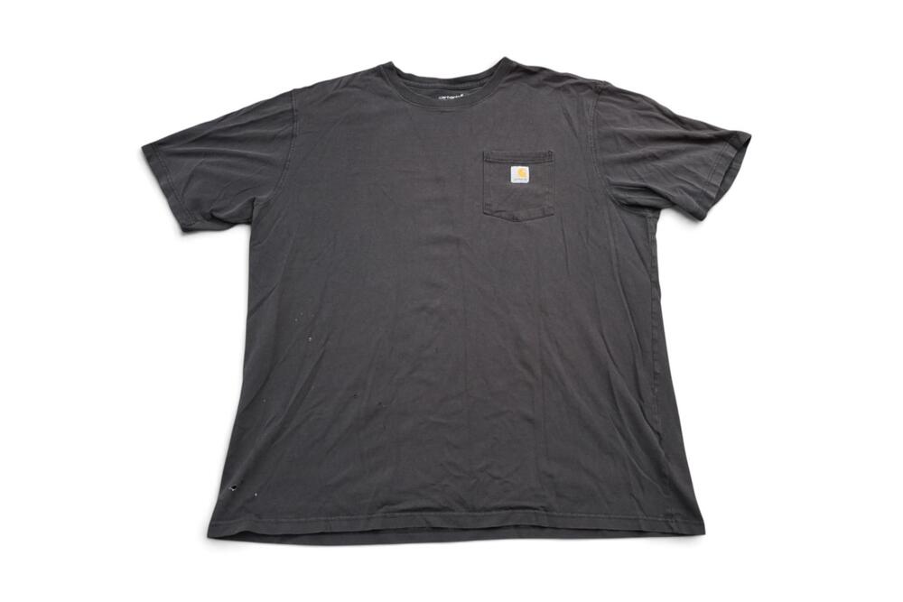 Carhartt Pocket Shirt Mens 2XLT Gray Short Sleeve Loose Fit Workwear Distressed